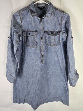 J.Crew Popover Chambray Denim Tunic Shirt Top Womens XS Western Going Out Casual